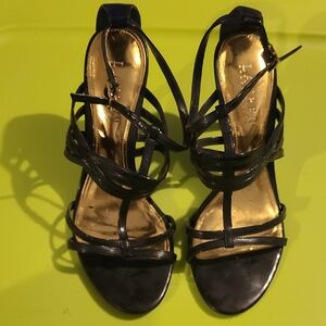 Lauren Ralph Lauren Black and Gold Strappy High Heels
